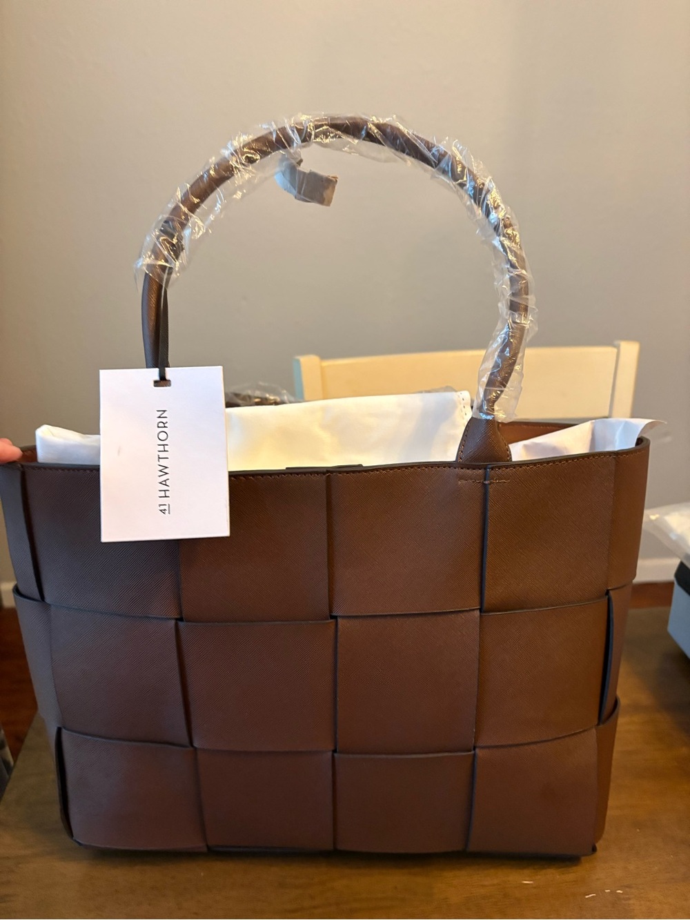 41 Hawthorn Brown Woven Tote Laptop Bag